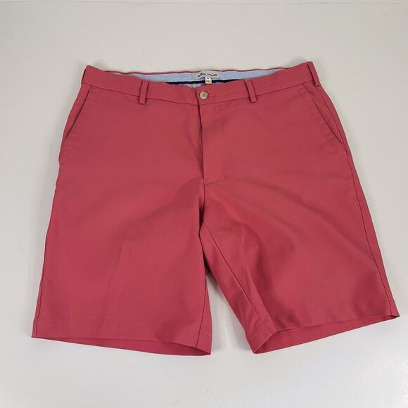 Peter Millar 34 x 9 Golf Shorts Pink Flat Front 100% Polyester Casual Athletic - Picture 1 of 3